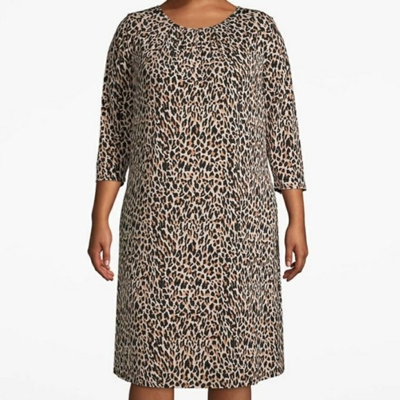 Lane Bryant Dresses & Skirts - NWT Lane Bryant Leopard Print Swing Dress Stretch Tan Plus Size 22/24 H12467